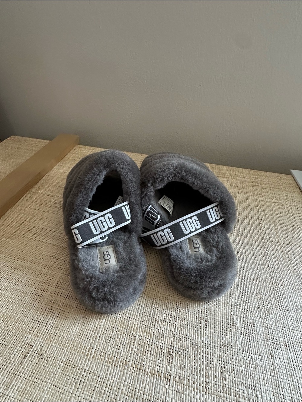 UGG Women's Gray Fluff Slides